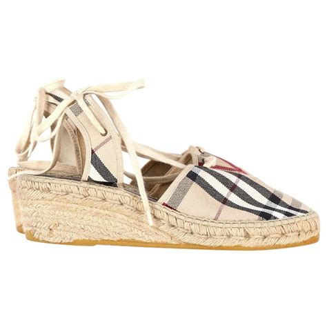 burberry nova check wedge espadrille|BURBERRY Nova Check Pattern Canvas Espadrille Laced .